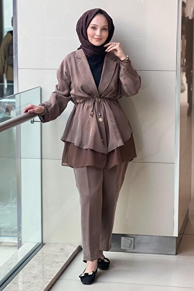 Ghisa Double Breasted Jacket with Chiffon Pants Cupra Suit