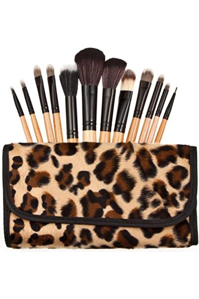 O Ozone مجموعة فرش مكياج احترافية مكونة من 10 قطع بمقبض خشبي - لون بني