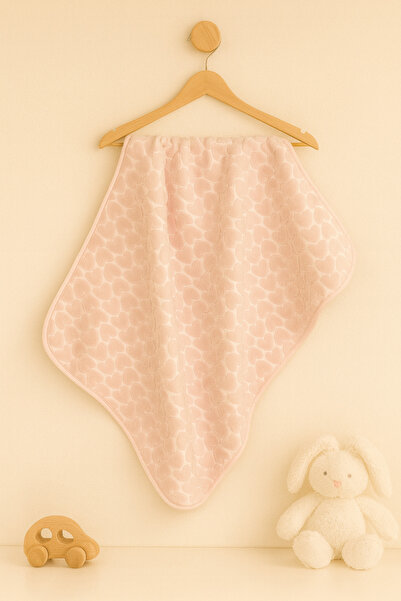 KapsülBebek بطانية أطفال صوف ناعم 100% 100×120 سم – نمط قلب / منقوش (أزرق / و...