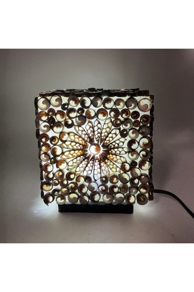 OEM Lampă Boho din Scoici - Glob Twist Pătrat - 15cm