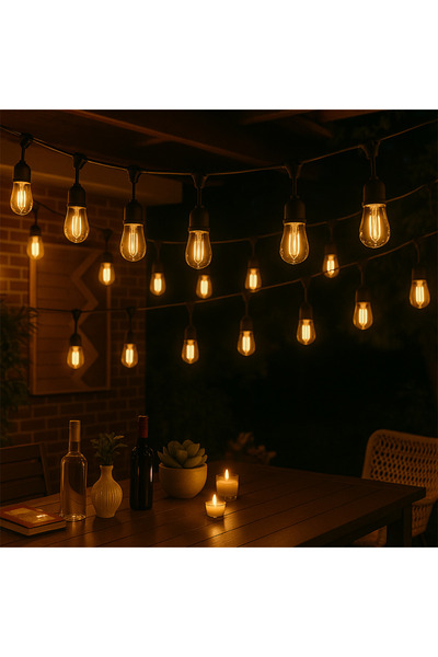 nelerbulurum YÜKSEK KALİTELİ 10'LU E27 DUY SIRALI 10 METRE LAMBA İÇ VE DIŞ ME...