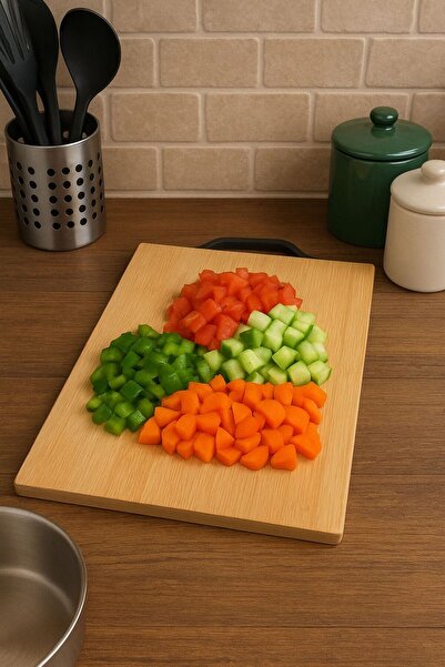 MOSTAFA لوح تقطيع خشب بامبو بمسكة بلاستيك