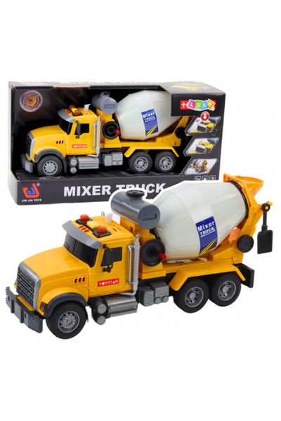 REBELS Concrete Mixer Truck with Rotating Drum, Lights and Sounds, Yellow