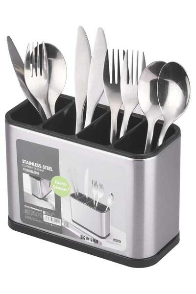 Generic Kitchen Utensil Holder, Stainless Steel Flatware Organizer for Counte...