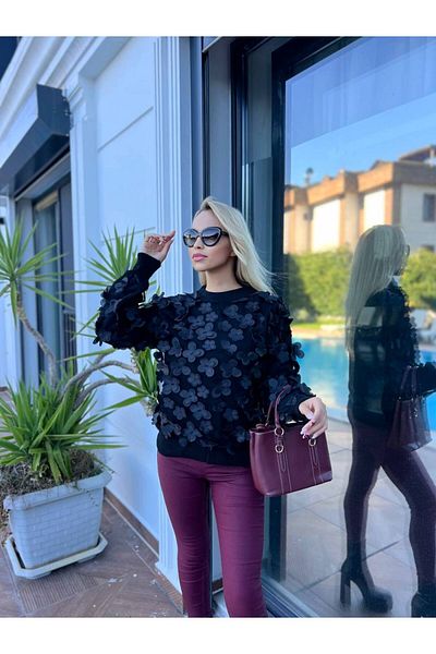 For Angels Flower Accessory Lace Trimmed Knitwear Sweater