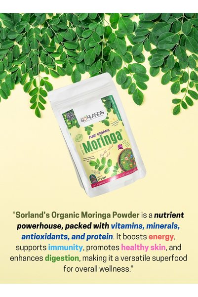 Sorland s Pure Organic Moringa Leaves Powder(118G)-Complete Natural Superfood | Non-GMO & 100% Natural
