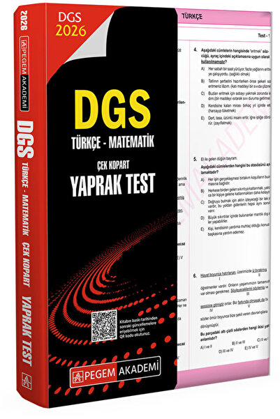 Pegem Akademi Yayıncılık 2026 DGS Türkçe-Matematik Çek Kopart Yaprak Test