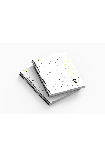 Yıldızistan Striped Thick Cardboard Cover Spiral A5 Size Special Collection Iconic Series 96 Sheets School Notebook