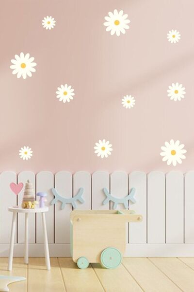 hediyenebak Daisy Printed Door Wall Kids Room Sticker Set