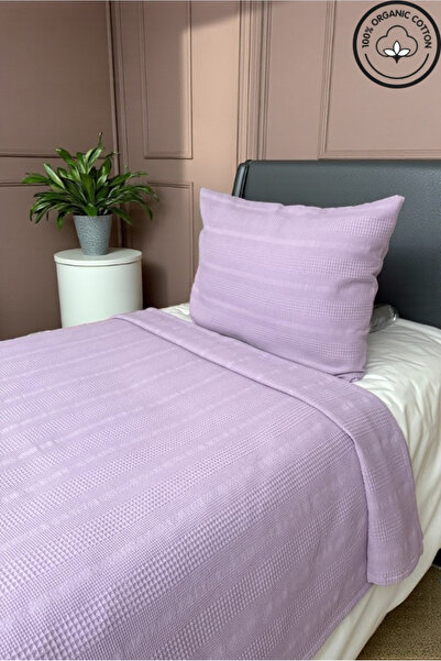 VESSİNOHOME “%100 Cotton Single Pique Set with Border (Pique-160X230, Pillowcase-50*70) Soft & Breathable