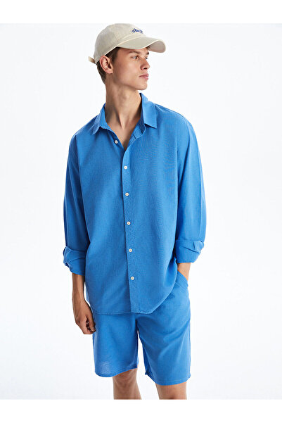 LC Waikiki Nevavm Regular Fit Long Sleeve Linen Blend Men's Shirt with Differ...