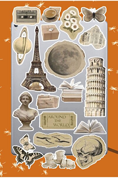 hediyenebak مجموعة ملصقات جمالية عتيقة |   كمبيوتر محمول Ajanda دفتر ملاحظات ...