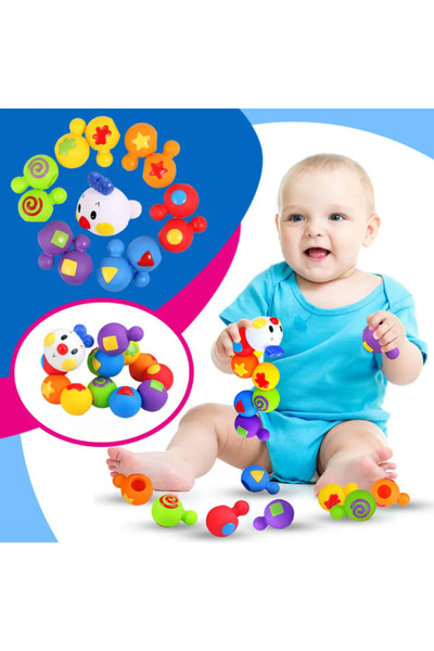 LUDIRO Μοντέρνα Κάμπια Montessori, 13 Τεμάχια, Μεγάλα Στοιχεία Κουμπώματος, Χρώματα και Σχήματα, Στρογγυλεμένες Άκρες, +6