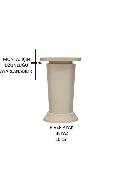 Adilon RİVER AYAK, Пластикова ніжка для меблів, 10 см, гвинти в комплекті, біла