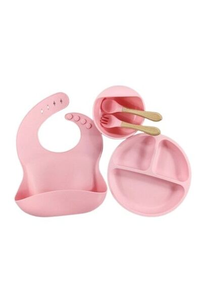 Mixbo Set Diversificare Bebelusi Mixbo, Silicon, Anti Alunecare, 5 Piese, Roz