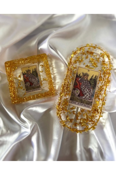 Milo Art The Empress İmparatoriçe Tarot Kartlı Altın Varaklı Epoksi Küllük Ve...