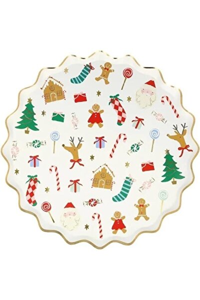 Mena Rise Jolly Christmas Dinner Plates - New Year Plates (Large) (Set of 8) ...
