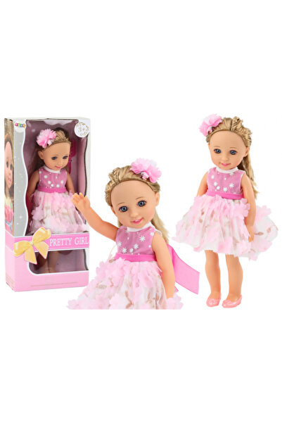 REBELS Doll with pink dress, long hair, clip, and brush, 38 cm