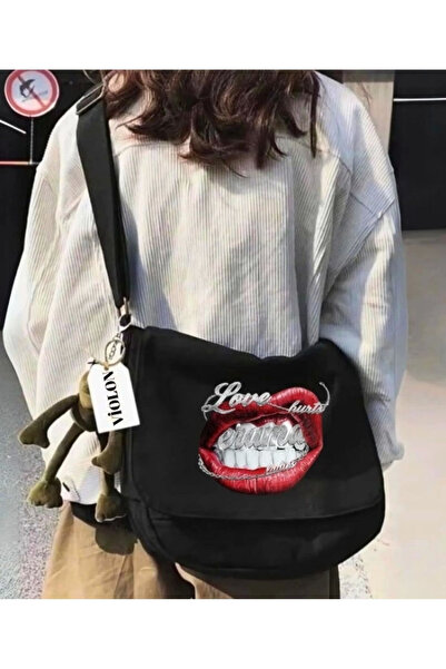 Bravebell Τσάντα ταχυδρόμου με στάμπα Love Lips