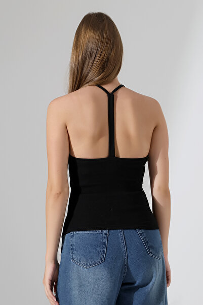 Endies Slim Fit Slim Fit Back Strap U Neck Strap Basic Body Women's Undershirt 22064 Black