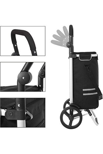 SONGMICS Market shopping cart, foldable, refrigerated compartment, multifunctional, 44x35x100 cm