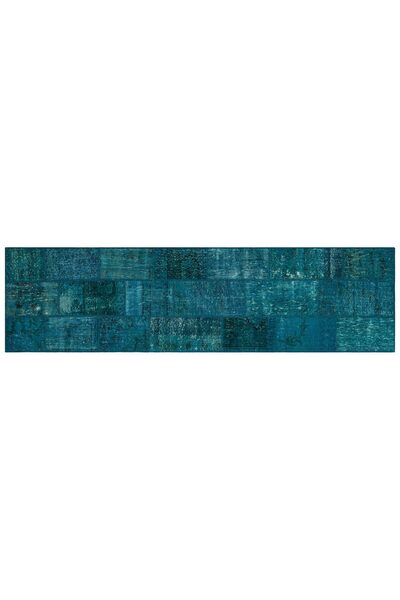 halinet Mavi Modern Yıkanabilir Kaymaz Salon Halısı Smpt-Patchwork-5953