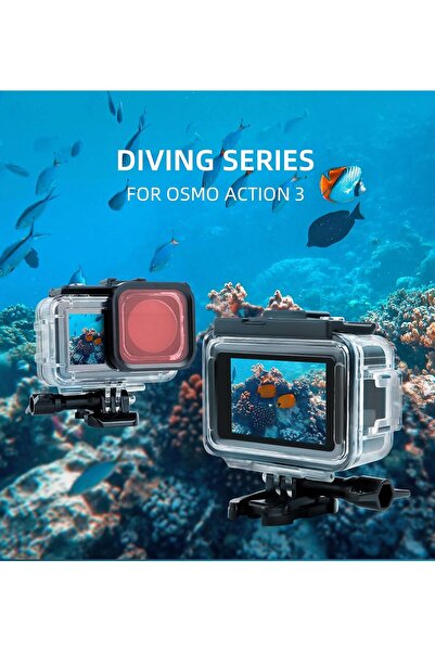O Ozone Waterproof Case Housing with 3 Pack Filter for DJI OSMO Action 3 Sports Camera Accessories