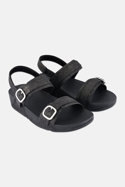 Fitflop Women Lulu Shimmer Adjustable Buckle Sandal, Black