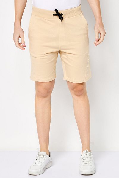 Cerruti 1881 Men Embroidered Logo Basic Shorts, Beige