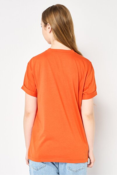 Stella McCartney Women Crew Neck Short Sleeves Embroidered T-Shirt, Orange