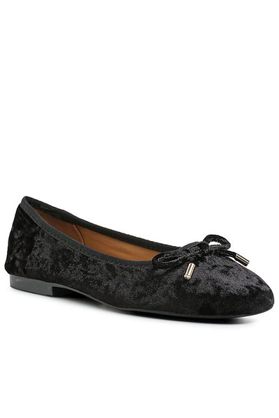 london Rag Women Velvet Bow Ballerinas in Black