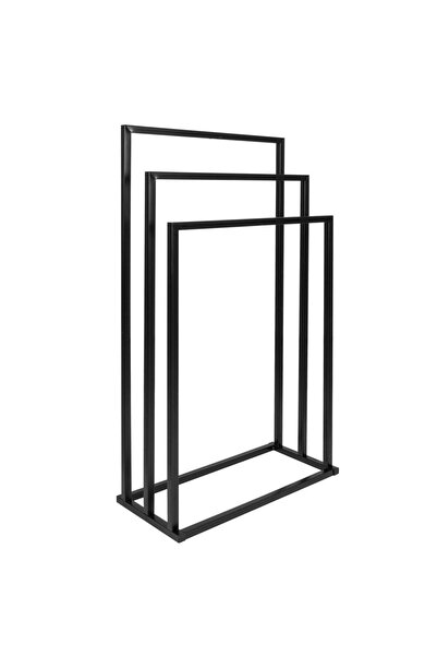 SERSIMO Suport metalic pentru prosoape de baie, cu 3 suporturi, 84 cm, negru