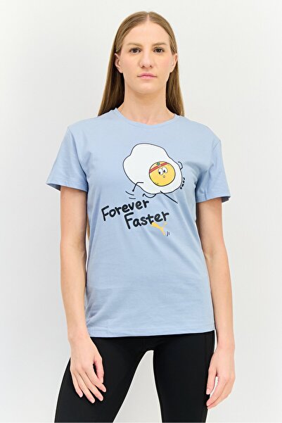 Puma Women Sportswear Fit Brand Logo Outdoor T-Shirt, Light Blue