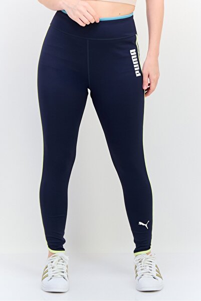 Puma Women Tight Fit Brand Logo High Waist Tights, Navy