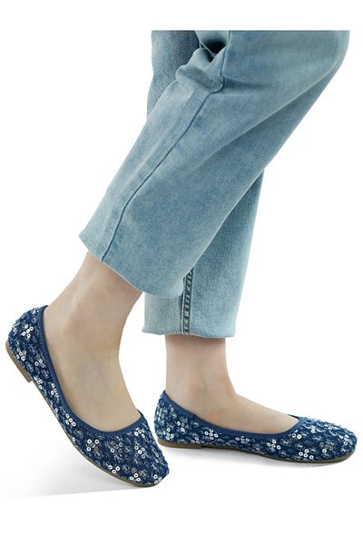 london Rag Women Sequin Ballet Flats in Blue
