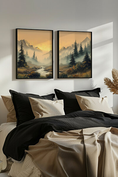 STARYUNA Set de pictură dublă cu efect de pictură în ulei, cu vedere la munte...