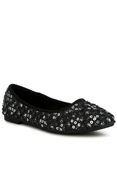 london Rag Women Black Sequin Ballet Flats