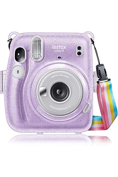 O Ozone حافظة كاميرا شفافة صلبة لكاميرا فوجي فيلم إنستاكس ميني 11 الفورية مع غطاء قابل للتعديل