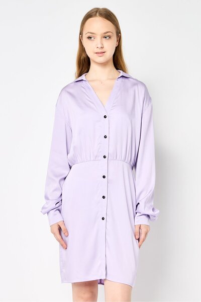 Karl Lagerfeld Women Solid Shirt Dress, Lilac