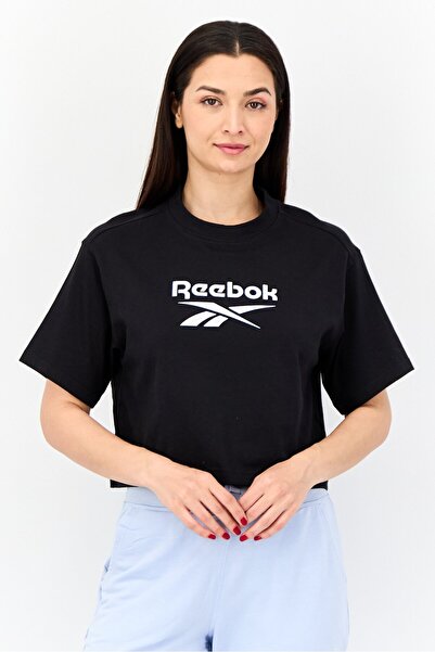 Reebok Women Sportswear Fit Short Sleeves Running Crop T-Shirt, Black