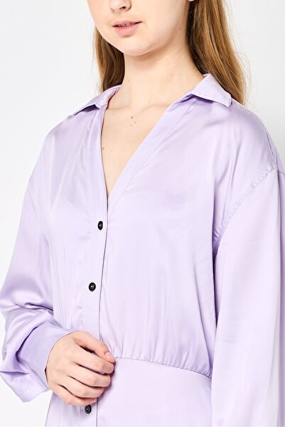 Karl Lagerfeld Women Solid Shirt Dress, Lilac
