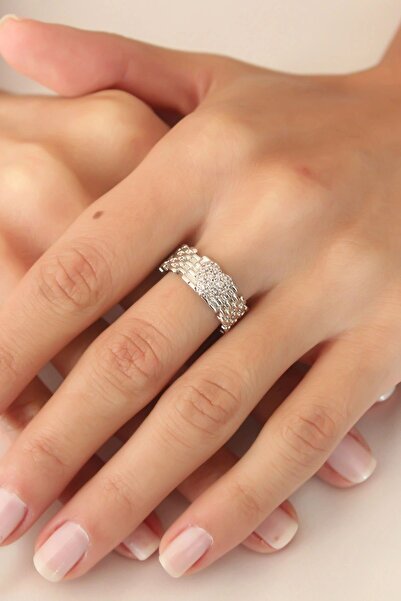 shopwave Silver Color Zircon Stone Heart Adjustable Women's Ring