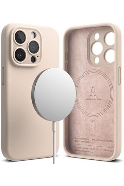 Ringke غطاء حماية لجهاز iPhone 15 Pro | سلسلة سيليكون مغناطيسية | وردي رملي
