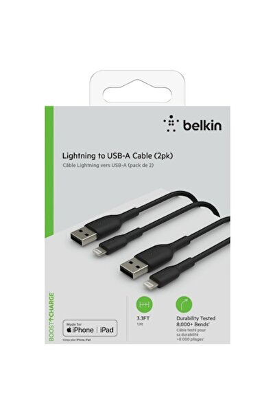 Belkin Καλώδιο BOOST CHARGE USB-A σε Lightning, PVC, 1M (2 τεμάχια), Μαύρο
