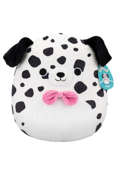 Squishmallows Dustin Dalmatian Plush Toy 30cm, Black and White, for All Ages