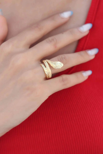 shopwave Snake Figured Gold Color Women's Ring