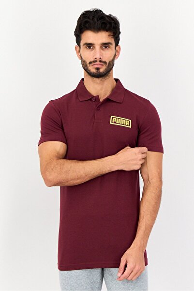 Puma Men Slim Fit Short Sleeve Outdoor Polo Shirt, Burgundy