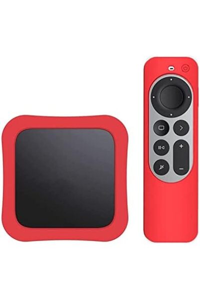 O Ozone Apple TV 2021 Silicone Remote Sleeves 2nd Generation + TV Box Case Skin | Red