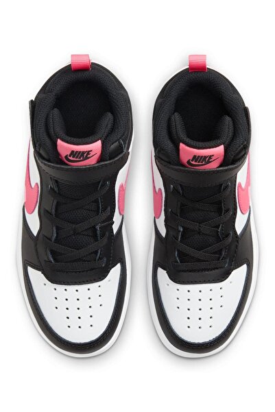 Nike Court Borough Mid 2 Elastic Lace Shoes - Black/Sunset Pulse/White