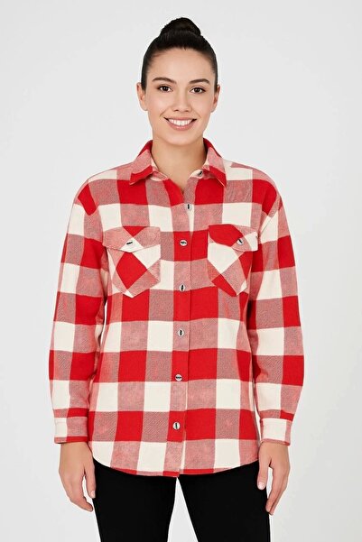 MODA Long Sleeve Lumberjack Shirt - Burgundy
